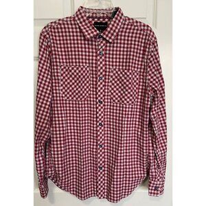 Silver Jeans Co Ron Long Sleeve Red Gingham Plaid Button Front Shirt Men's Small